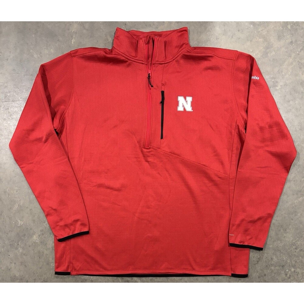 Columbia Nebraska Huskers 1/4 Zip Pullover Jacket Red Omniwick Mens 2XL